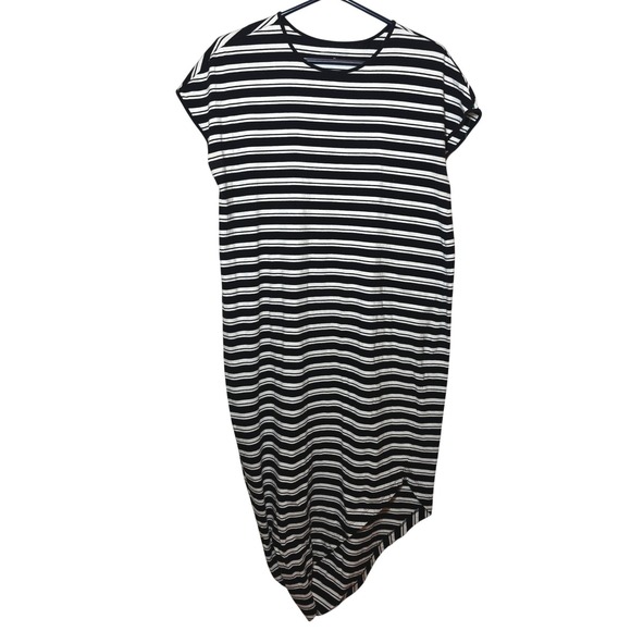 Universal Standard Dresses & Skirts - Universal Standard Black White Striped Pima Cotton Asymmetrical Dress XS US1002S